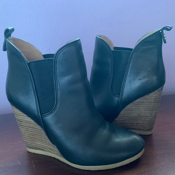 Coach Shoes - Coach Black Leather Chelsea Wedge Ankle Bootie 6.5
